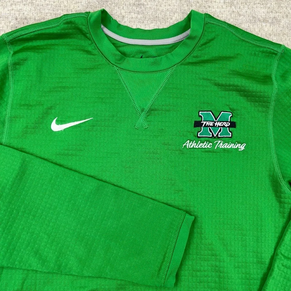 Marshall‎ Thundering Herd Sweatshirt Men Small Green Nike Therma Fit Performance
